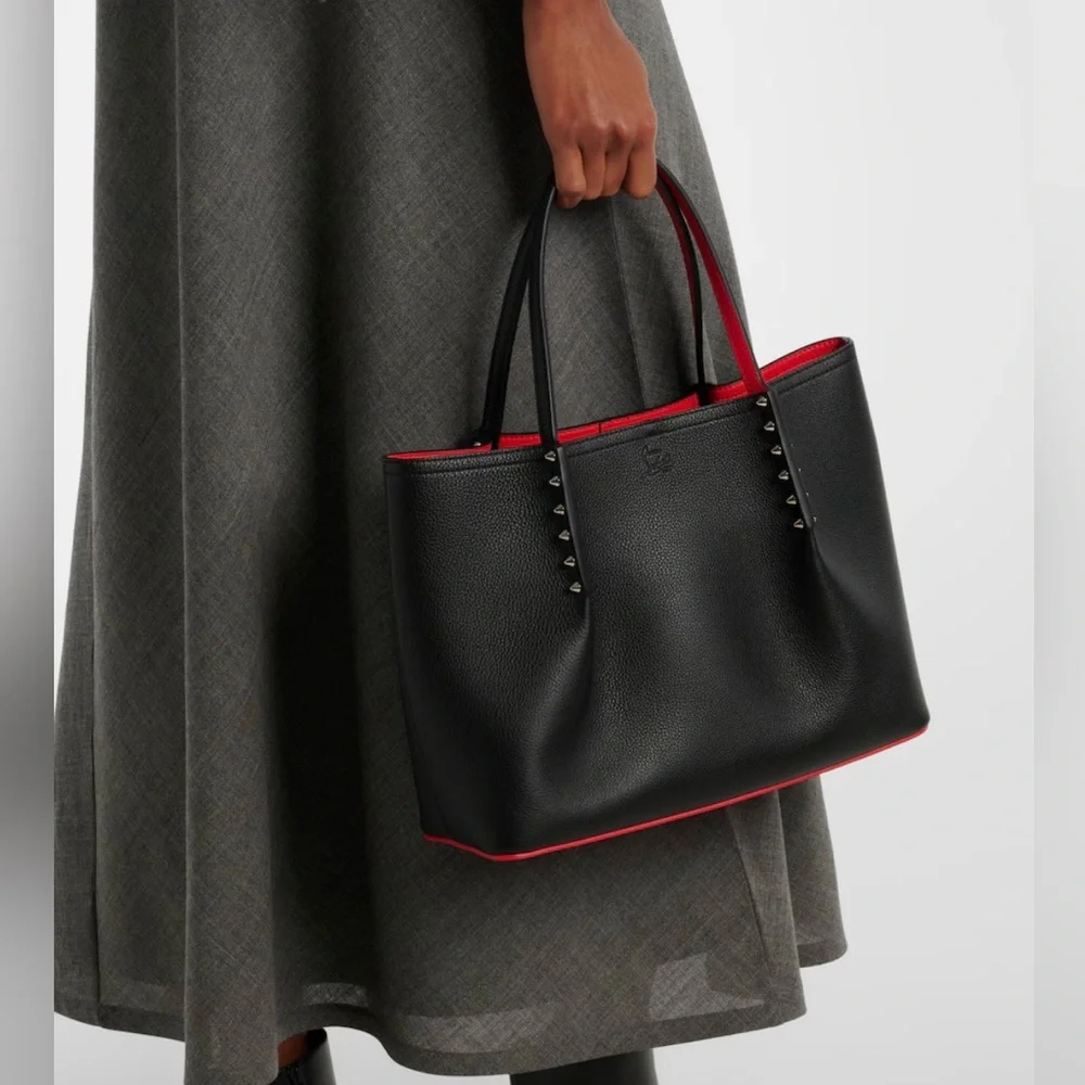 Christian Louboutin Black Leather Tote with Signature Red Trim - Picture 11 of 13